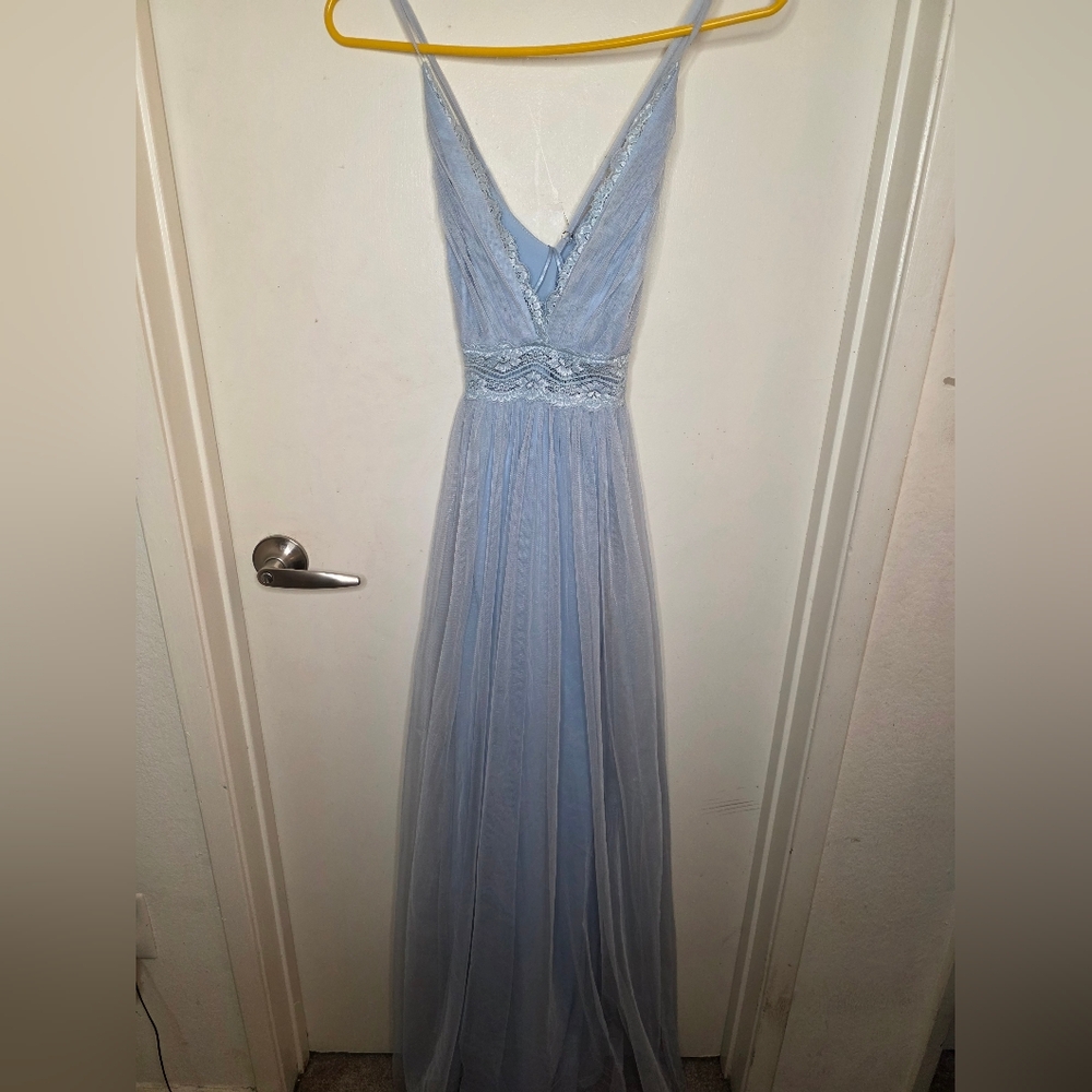 Windsor Light‎ Blue Lace Waist Maxi Dress Size XS